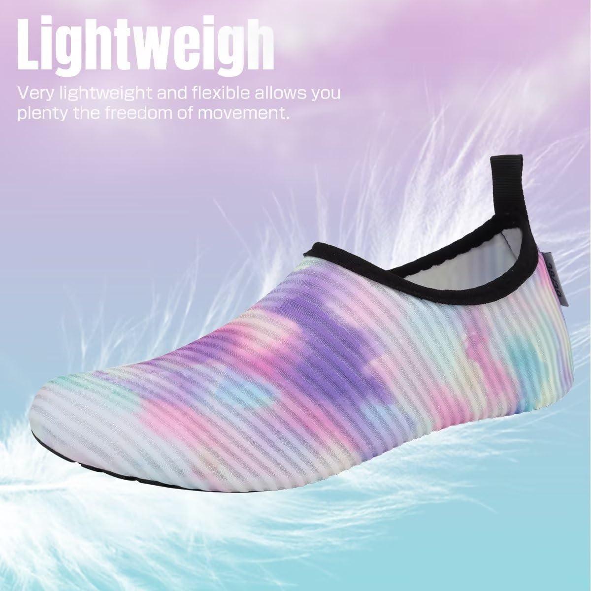 imageYALOX Water Shoes Womens Mens Outdoor Beach Swimming Aqua Socks QuickDry Barefoot Shoes Surfing Yoga Pool ExerciseTie Dyed Pink Purple