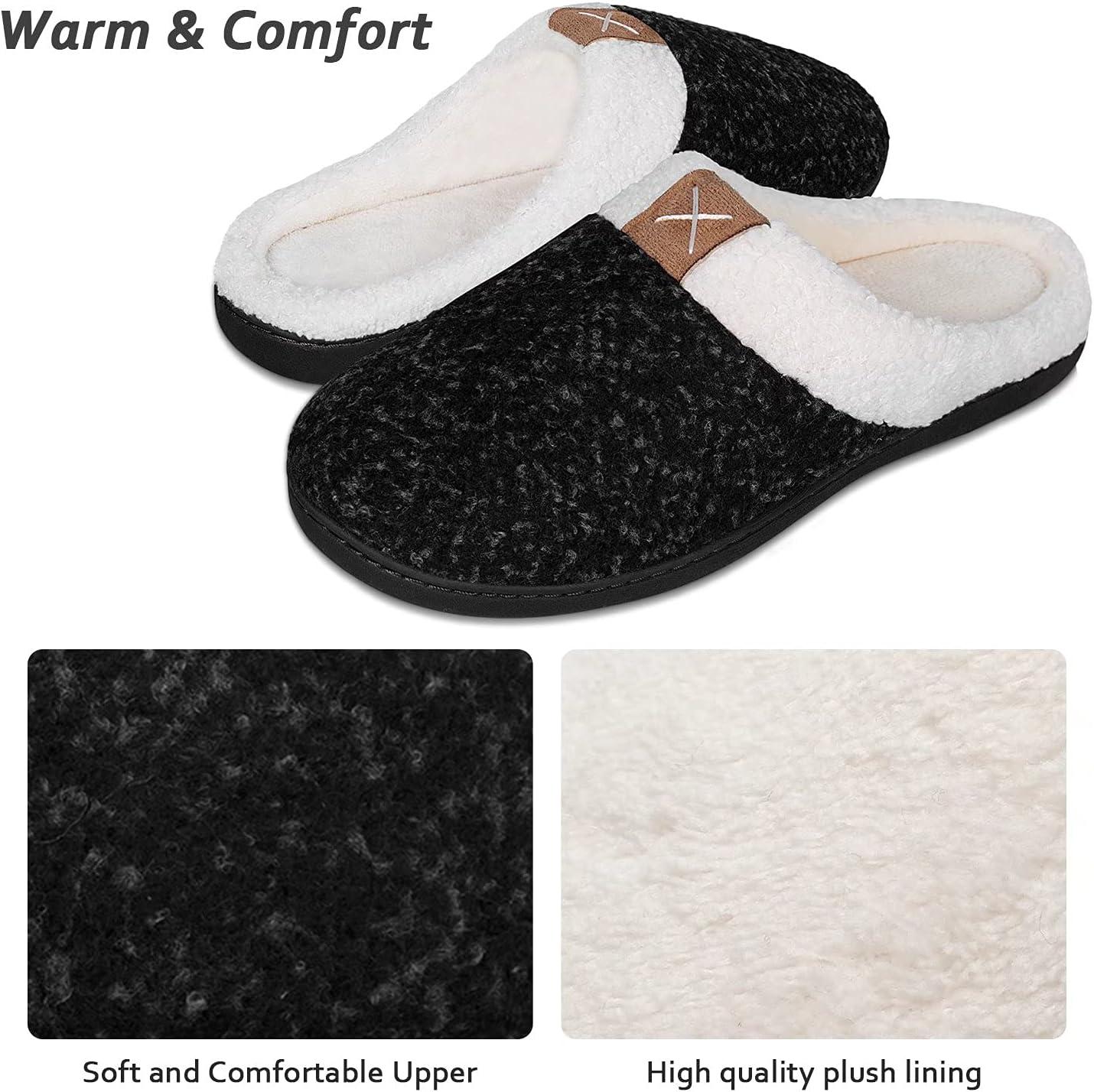 imageYALOX Womens Slippers Mens Warm Slippers Home Shoes Comfortable Memory Foam AntiSlip House Cotton Shoes Indoor amp OutdoorWomens Slippersblack