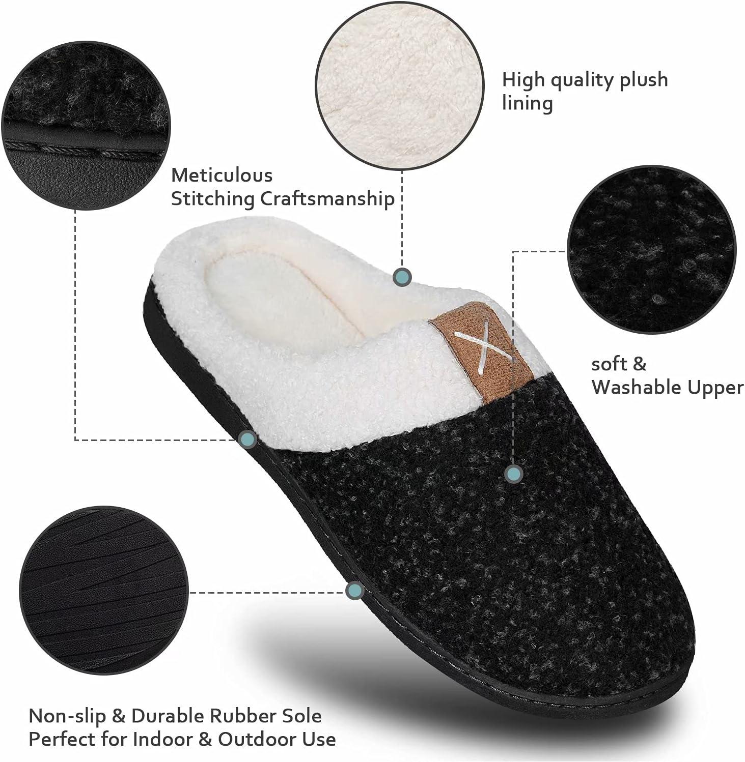 imageYALOX Womens Slippers Mens Warm Slippers Home Shoes Comfortable Memory Foam AntiSlip House Cotton Shoes Indoor amp OutdoorWomens Slippersblack