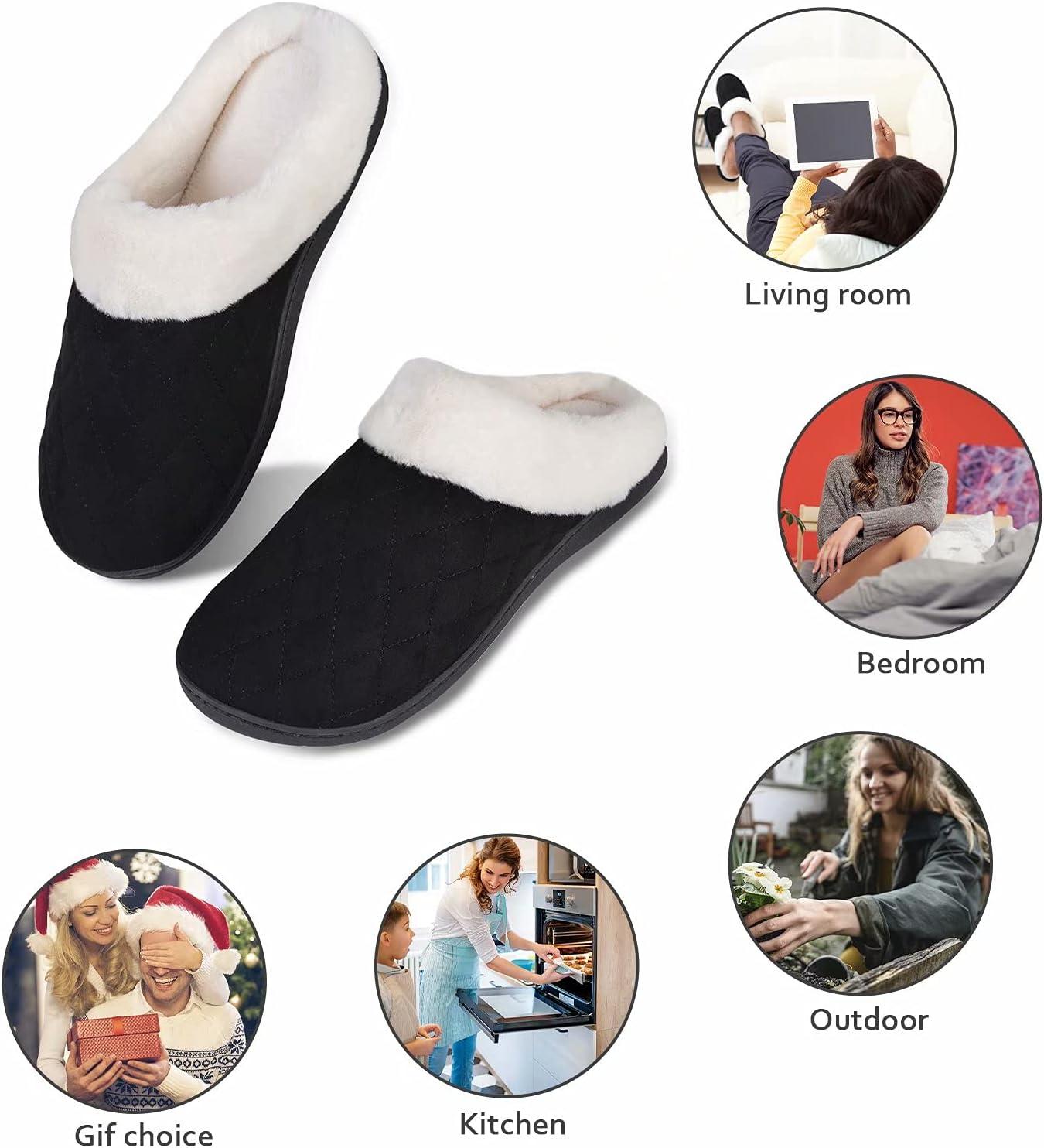 imageYALOX Womens Slippers Mens Warm Slippers Home Shoes Comfortable Memory Foam AntiSlip House Cotton Shoes Indoor amp OutdoorWomens Slippersfgback