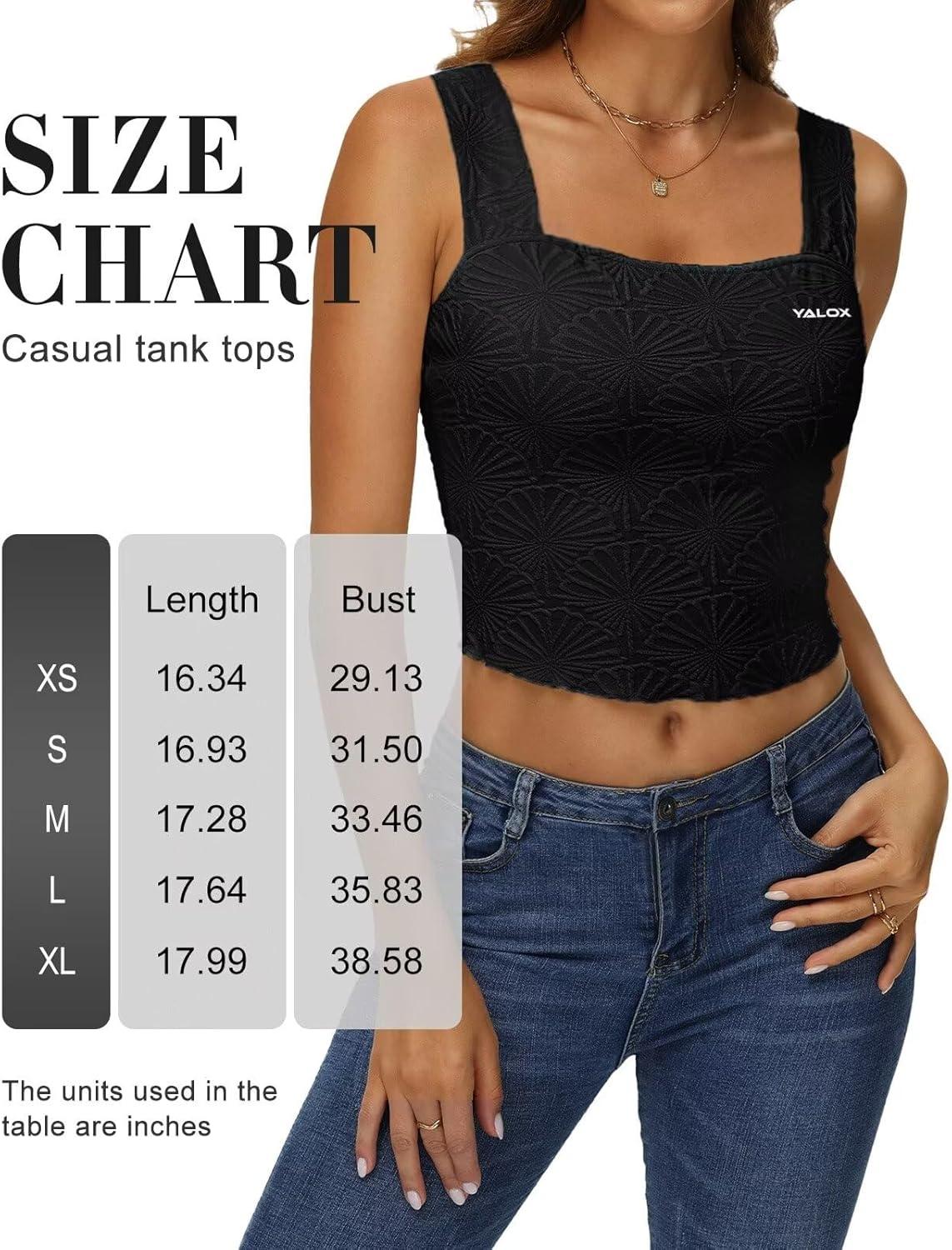 imageYALOX Womens Square Neck Tank Tops Workout Tops Summer Sleeveless ShirtsBlack