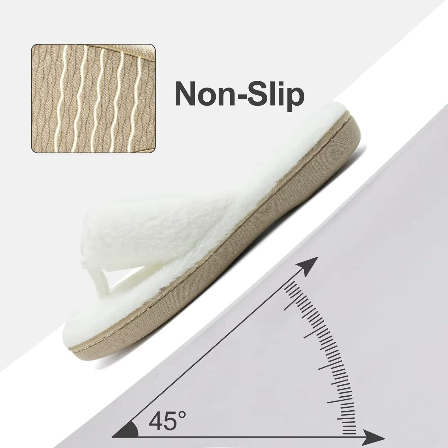 imageYALOX WomensSlippers Warm MemoryFoam Soft Plush OpenToe Thong FlipFlopsSlippers AntiSlip IndoorOutdoor BedroomHomeHouseShoes