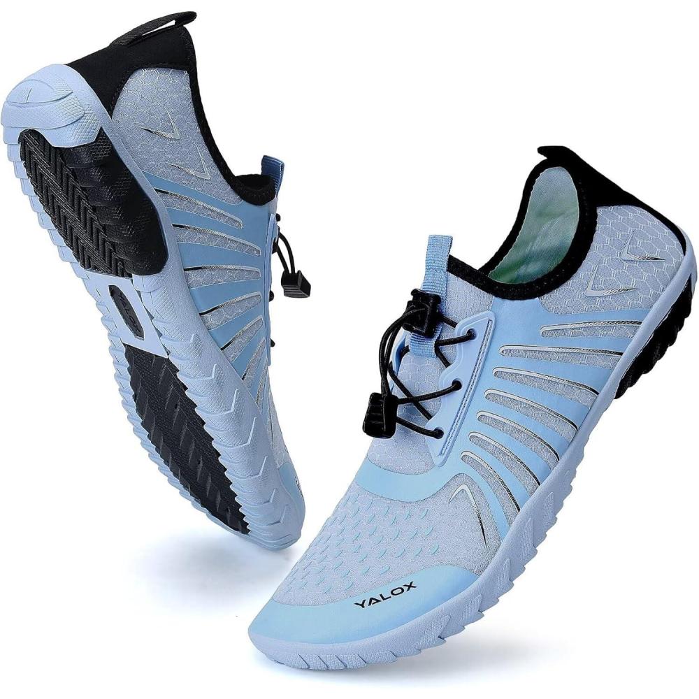 imageYALOX Water Shoes Mens Womens Swim Shoes Outdoor Beach Barefoot QuickDry Aqua Pool Socks Swimming Yoga Surfing ExerciseA03blue Gray