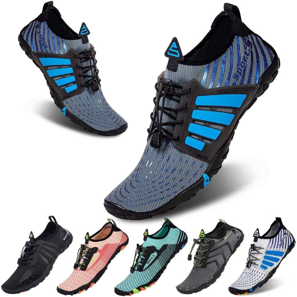 imageYALOX Water Shoes Mens Womens Swim Shoes Outdoor Beach Barefoot QuickDry Aqua Pool Socks Swimming Yoga Surfing ExerciseWs933navyGrey