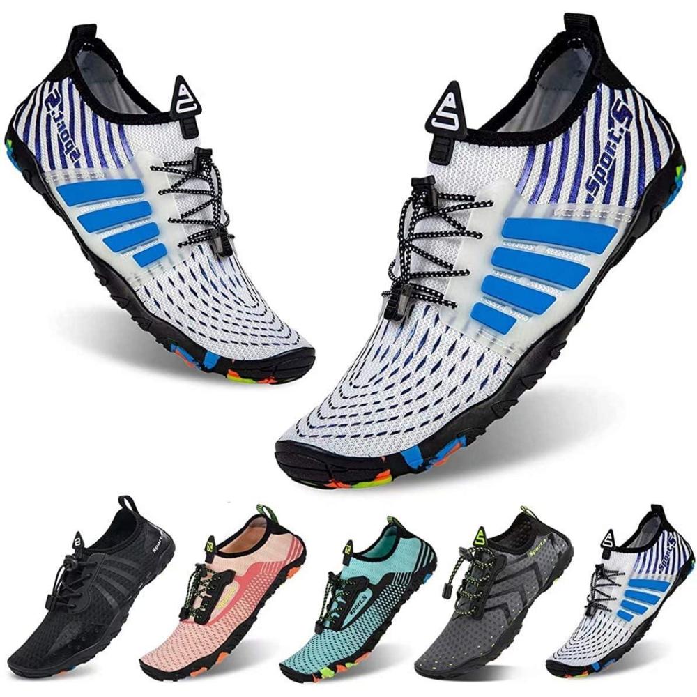 imageYALOX Water Shoes Mens Womens Swim Shoes Outdoor Beach Barefoot QuickDry Aqua Pool Socks Swimming Yoga Surfing ExerciseWs933whiteBlue