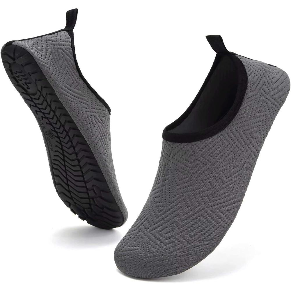 imageYALOX Water Shoes Womens Mens Outdoor Beach Swimming Aqua Socks QuickDry Barefoot Shoes Surfing Yoga Pool ExerciseGeometric Gray