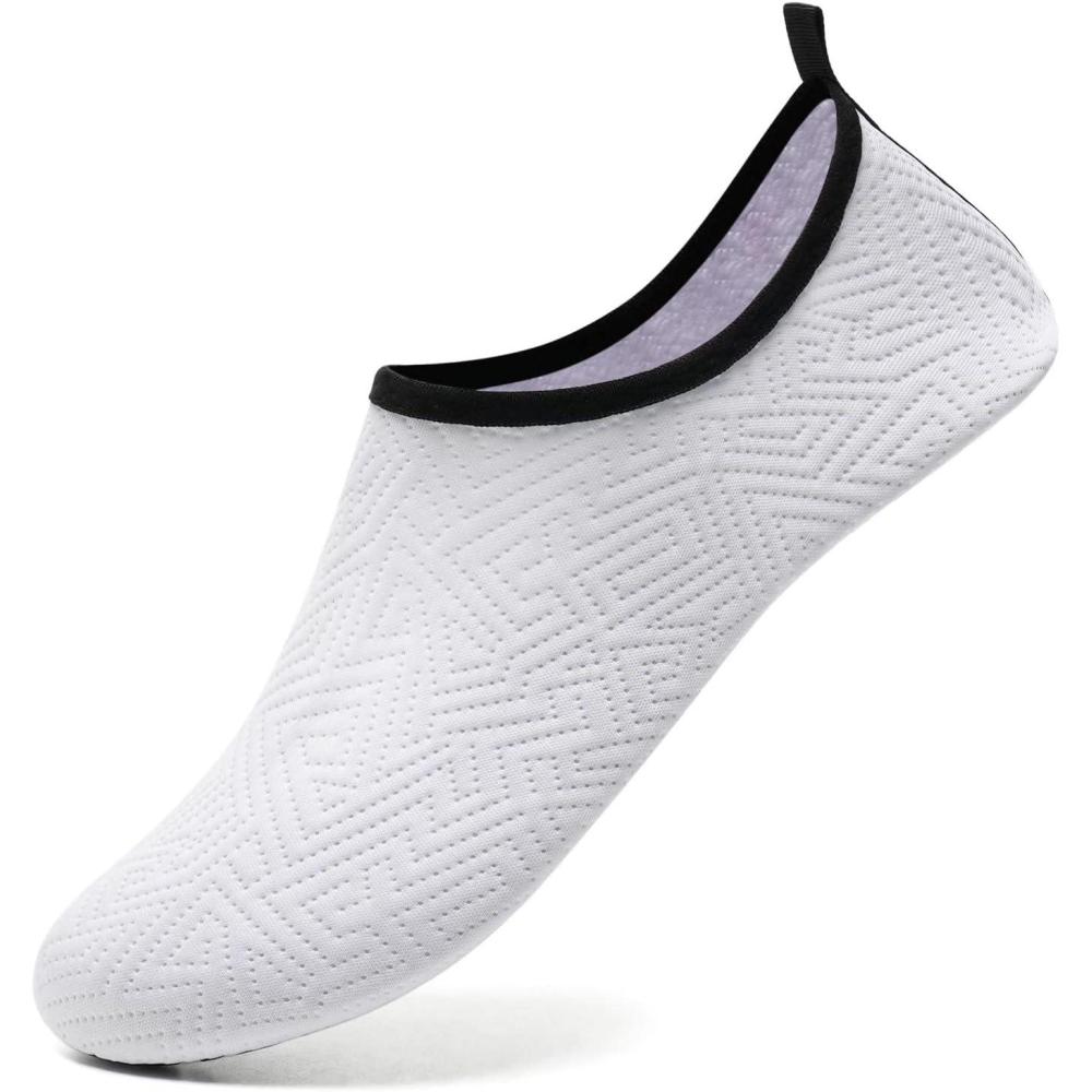 imageYALOX Water Shoes Womens Mens Outdoor Beach Swimming Aqua Socks QuickDry Barefoot Shoes Surfing Yoga Pool ExerciseGeometric White
