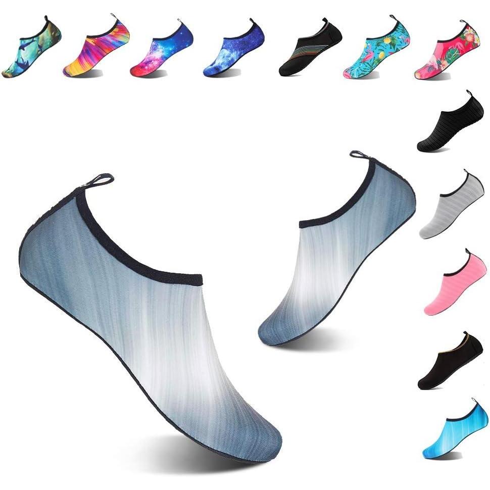 imageYALOX Water Shoes Womens Mens Outdoor Beach Swimming Aqua Socks QuickDry Barefoot Shoes Surfing Yoga Pool ExerciseGradient Grey