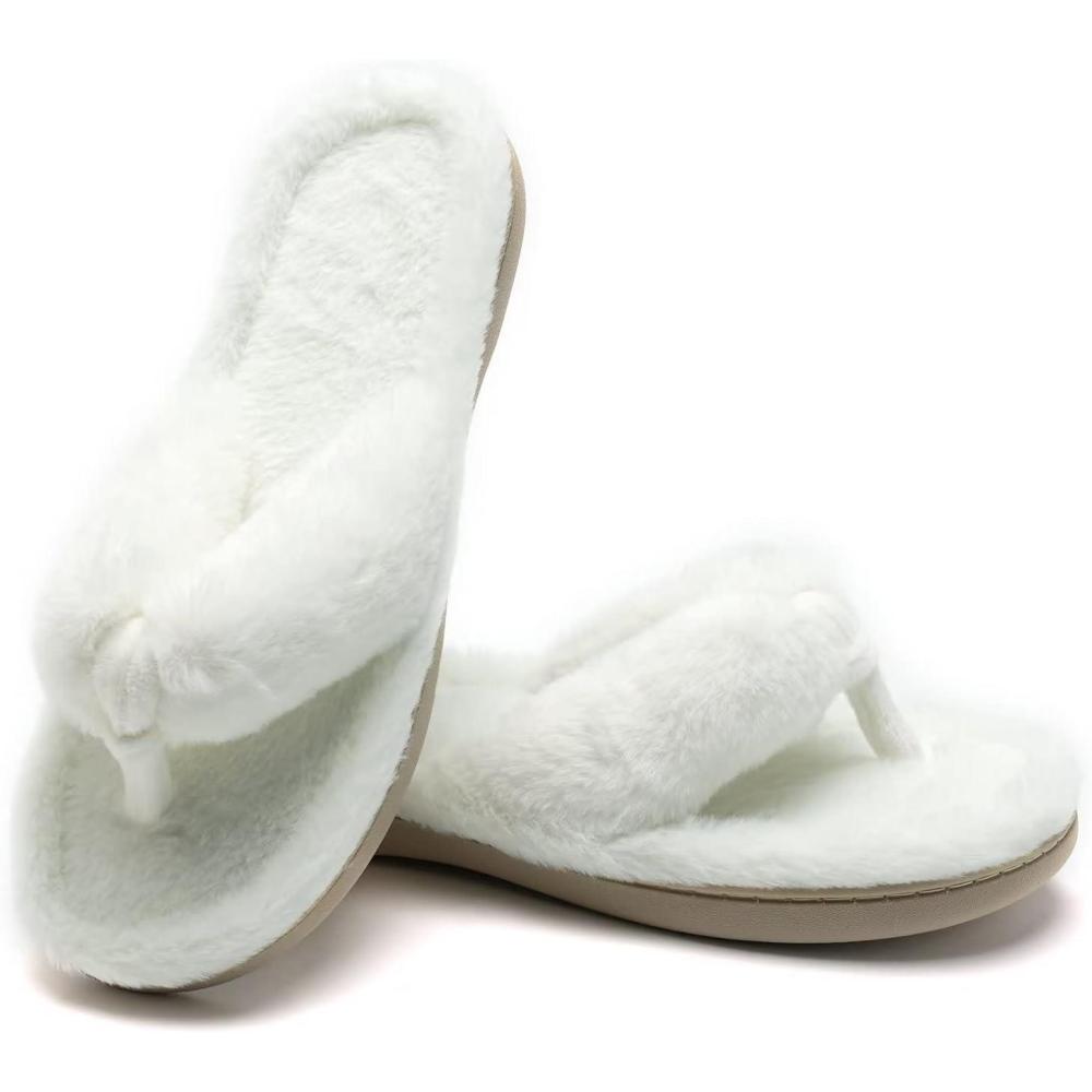 imageYALOX WomensSlippers Warm MemoryFoam Soft Plush OpenToe Thong FlipFlopsSlippers AntiSlip IndoorOutdoor BedroomHomeHouseShoes