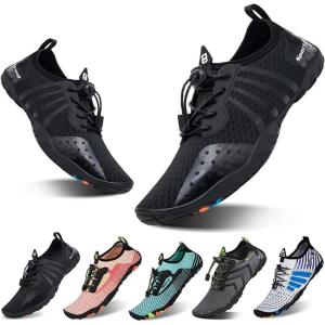 YALOX Water Shoes Men’s Women’s Swim Shoes Outdoor Beach Barefoot Quick-Dry Aqua Pool Socks Swimming Yoga Surfing Exercise(A-8080s/Black)