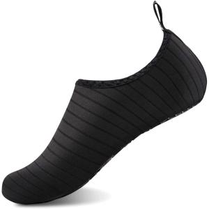 YALOX Water Shoes Women’s Men’s Outdoor Beach Swimming Aqua Socks Quick-Dry Barefoot Shoes Surfing Yoga Pool Exercise(A-striped Black)
