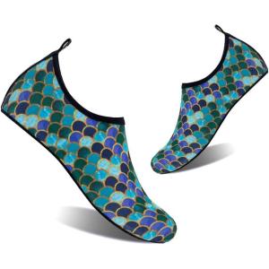 YALOX Water Shoes Women’s Men’s Outdoor Beach Swimming Aqua Socks Quick-Dry Barefoot Shoes Surfing Yoga Pool Exercise(Fish Scale Black Green)
