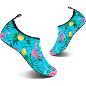 YALOX Water Shoes Women’s Men’s Outdoor Beach Swimming Aqua Socks Quick-Dry Barefoot Shoes Surfing Yoga Pool Exercise(Flamingo Pineapple)