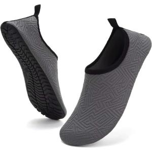 YALOX Water Shoes Women’s Men’s Outdoor Beach Swimming Aqua Socks Quick-Dry Barefoot Shoes Surfing Yoga Pool Exercise(Geometric Gray)