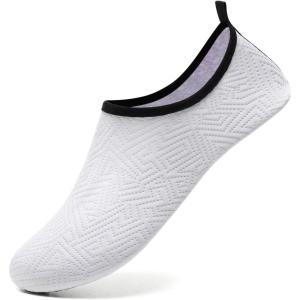 YALOX Water Shoes Women’s Men’s Outdoor Beach Swimming Aqua Socks Quick-Dry Barefoot Shoes Surfing Yoga Pool Exercise(Geometric White)