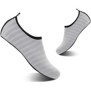 YALOX Water Shoes Women’s Men’s Outdoor Beach Swimming Aqua Socks Quick-Dry Barefoot Shoes Surfing Yoga Pool Exercise(Lxy-grey)
