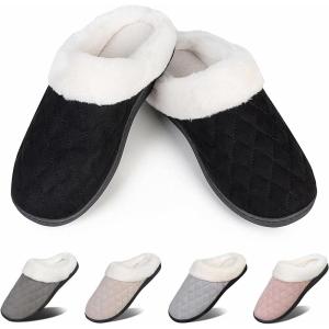 YALOX Women’s Slippers Men’s Warm Slippers Home Shoes Comfortable Memory Foam Anti-Slip House Cotton Shoes Indoor & Outdoor(Womens Slippers-fg-back)
