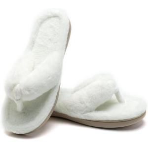 YALOX Womens-Slippers Warm Memory-Foam Soft Plush Open-Toe Thong Flip-Flops-Slippers Anti-Slip Indoor-Outdoor Bedroom-Home-House-Shoes