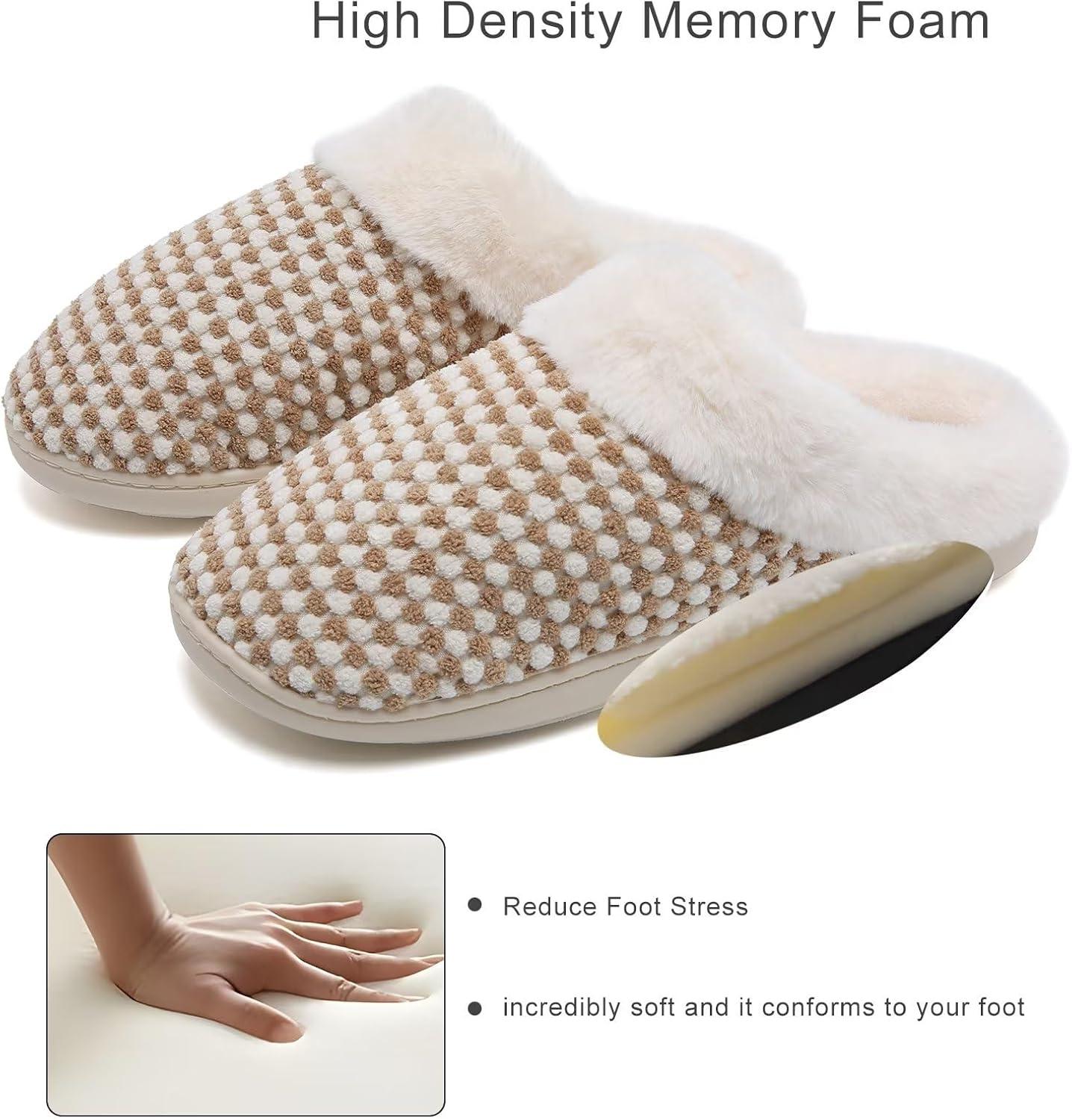 imageYALOX Slippers for Womens Warm Memory Foam AntiSlip House Shoes Comfortable Cotton Slippers Home Bedroom Shoes Indoor amp OutdoorPskhaki