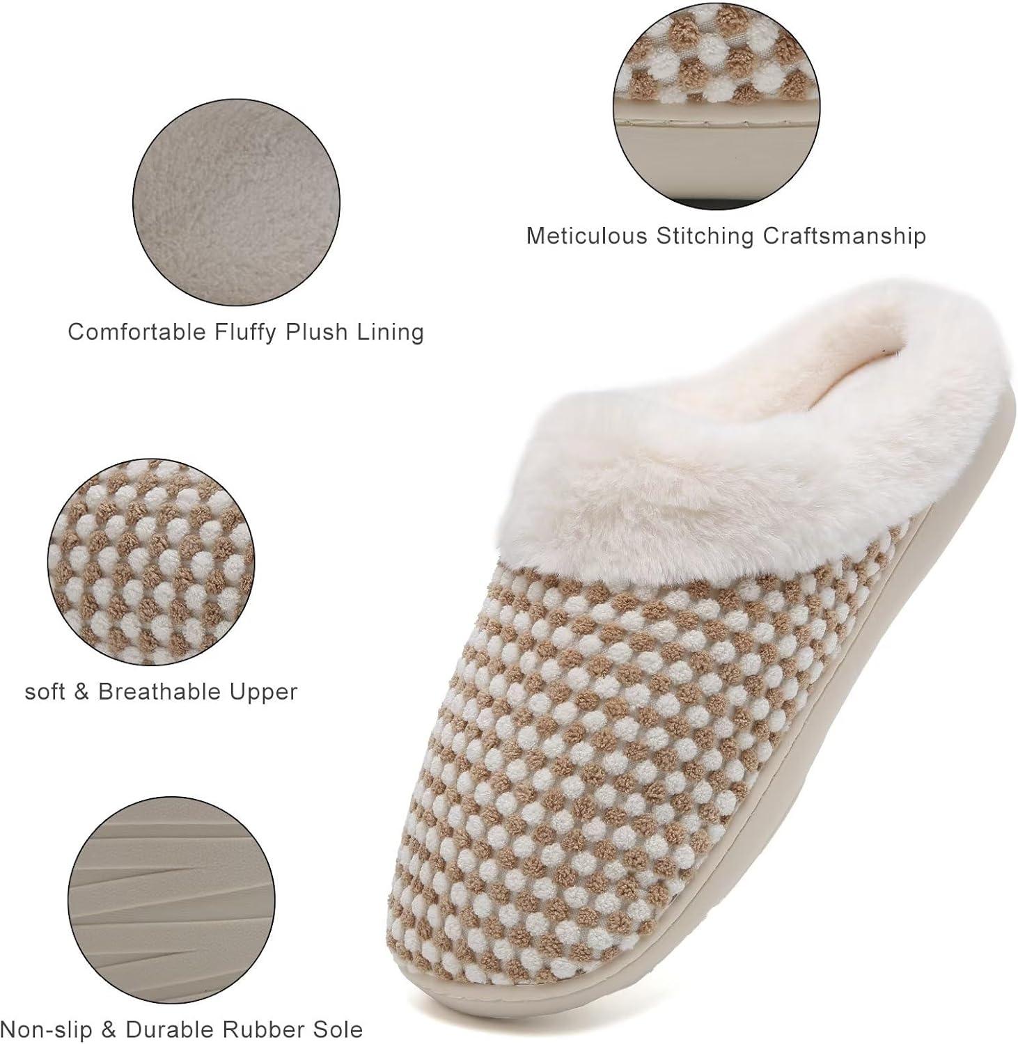 imageYALOX Slippers for Womens Warm Memory Foam AntiSlip House Shoes Comfortable Cotton Slippers Home Bedroom Shoes Indoor amp OutdoorPskhaki