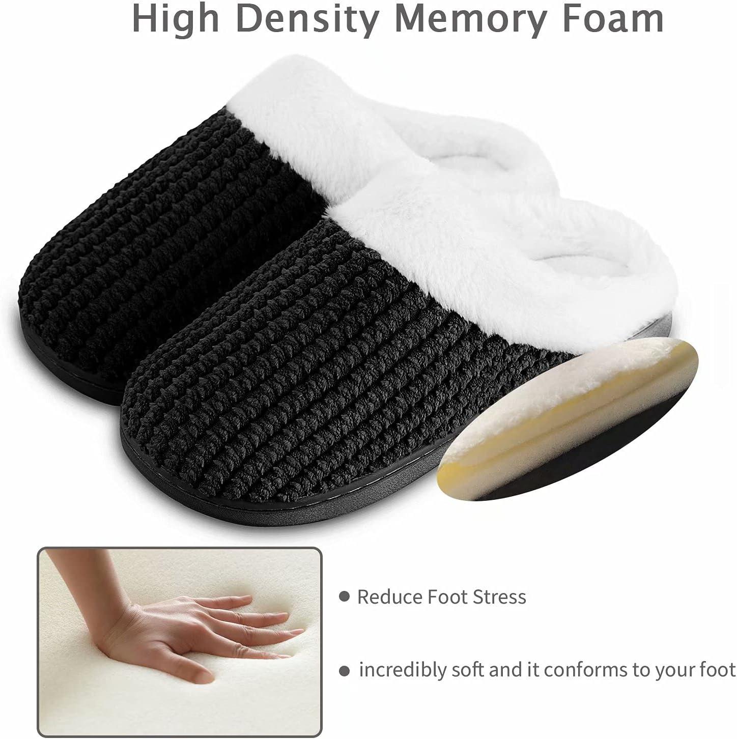 imageYALOX Slippers for Womens Warm Memory Foam AntiSlip House Shoes Comfortable Cotton Slippers Home Bedroom Shoes Indoor amp OutdoorHsBlack