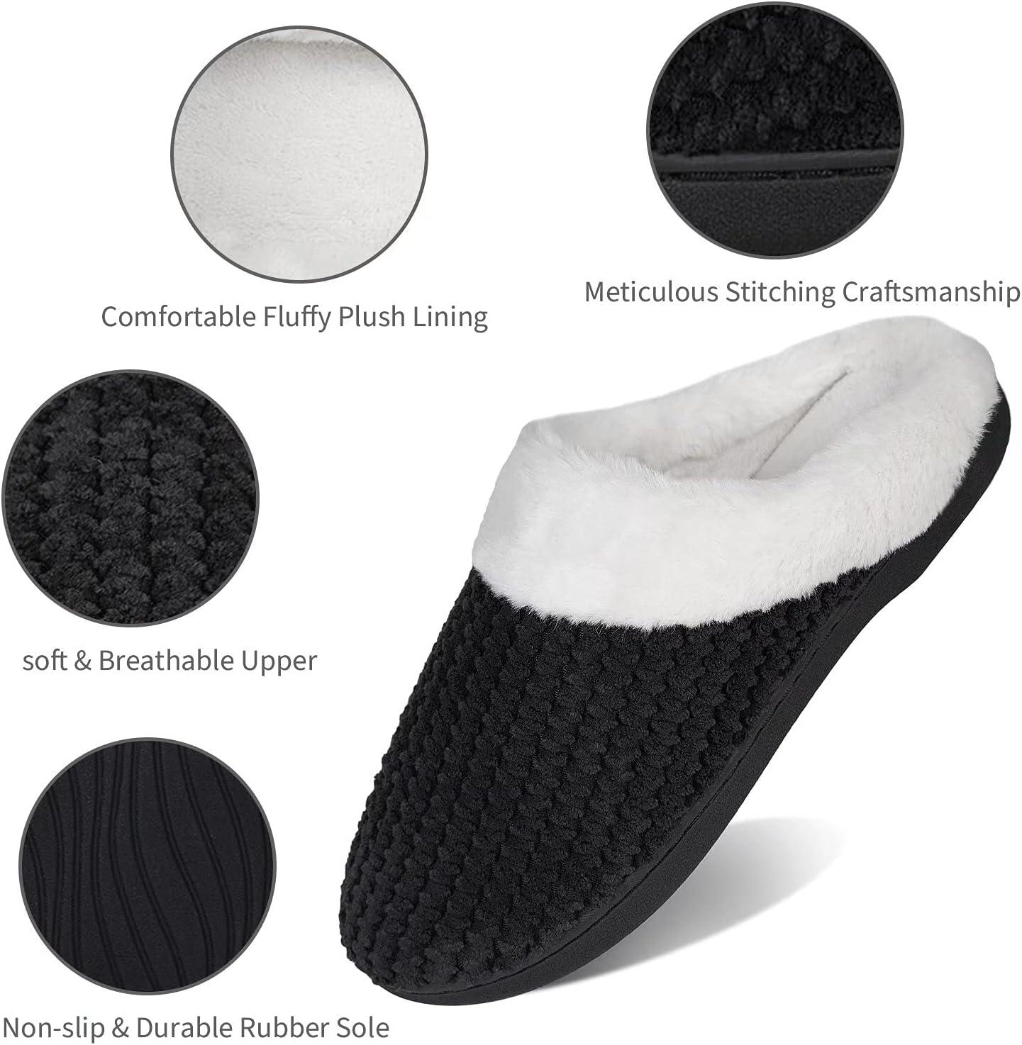 imageYALOX Slippers for Womens Warm Memory Foam AntiSlip House Shoes Comfortable Cotton Slippers Home Bedroom Shoes Indoor amp OutdoorHsBlack