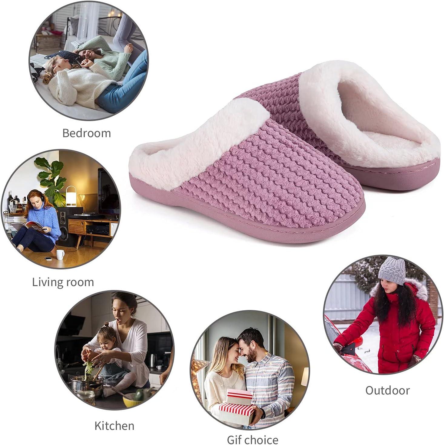 imageYALOX Slippers for Womens Warm Memory Foam AntiSlip House Shoes Comfortable Cotton Slippers Home Bedroom Shoes Indoor amp OutdoorWomens SlippersPink