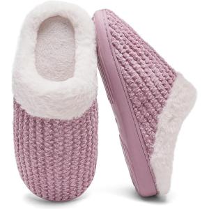 YALOX Slippers for Womens Warm Memory Foam Anti-Slip House Shoes Comfortable Cotton Slippers Home Bedroom Shoes Indoor & Outdoor(Womens Slippers/Pink)