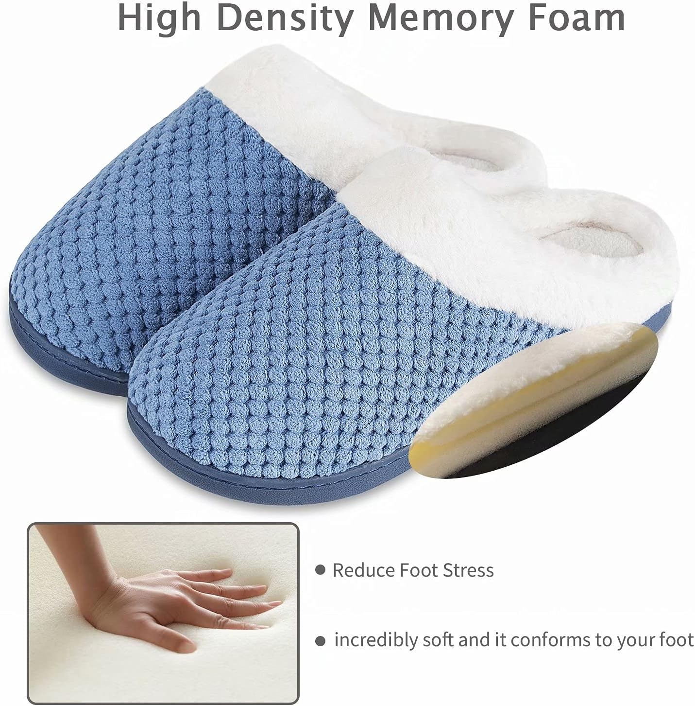 image:imageYALOX Slippers for Womens Warm Memory Foam AntiSlip House Shoes Comfortable Cotton Slippers Home Bedroom Shoes Indoor amp OutdoorHouse ShoesBlue